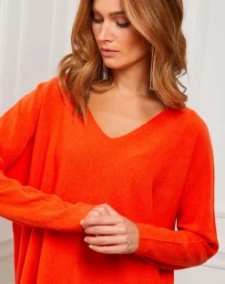Fleur de cachemire Pulls|Pull Linoi orange