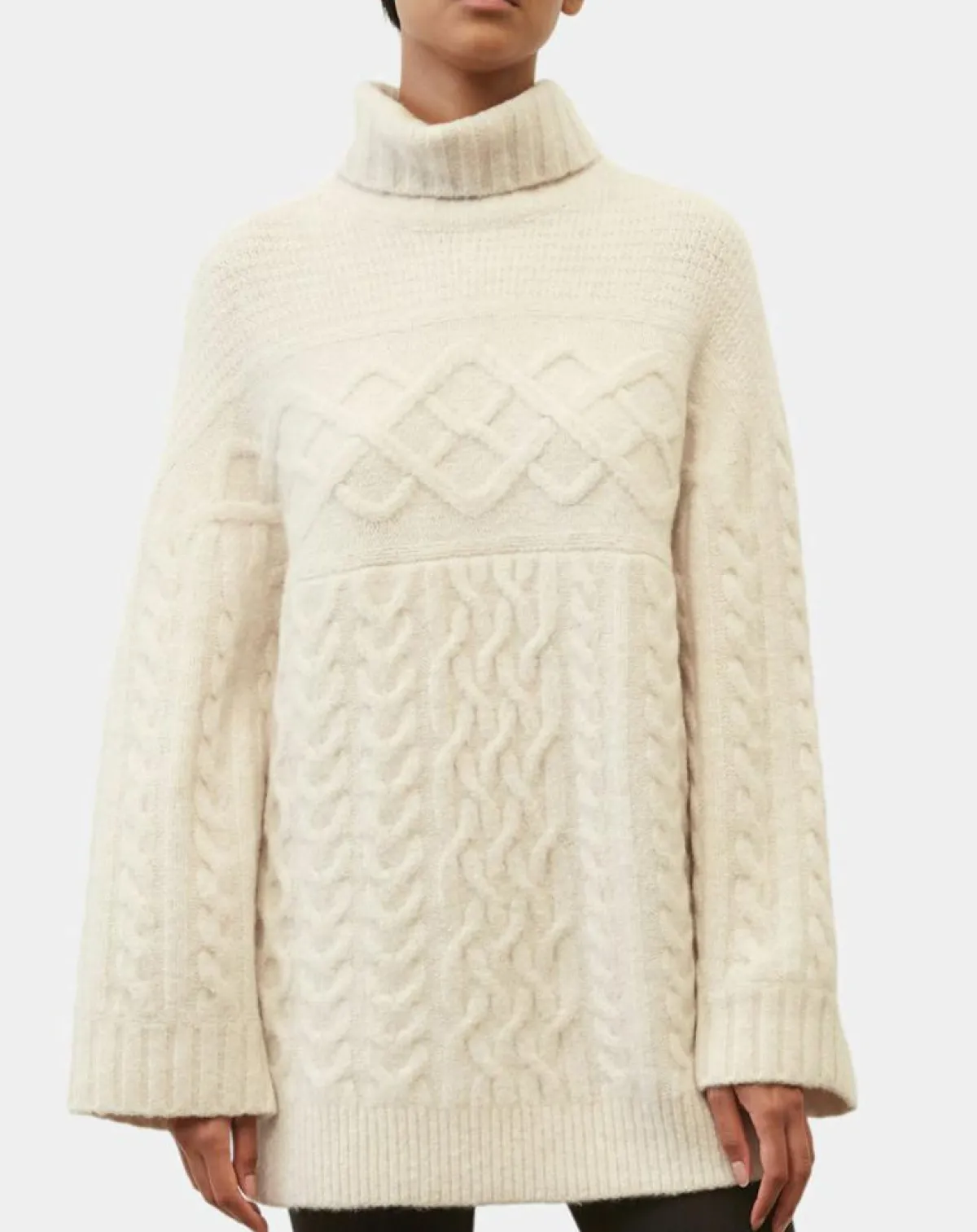 Marc O'Polo Pulls|Pull long en Laine mélangée torsades écru