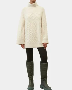 Marc O'Polo Pulls|Pull long en Laine mélangée torsades écru