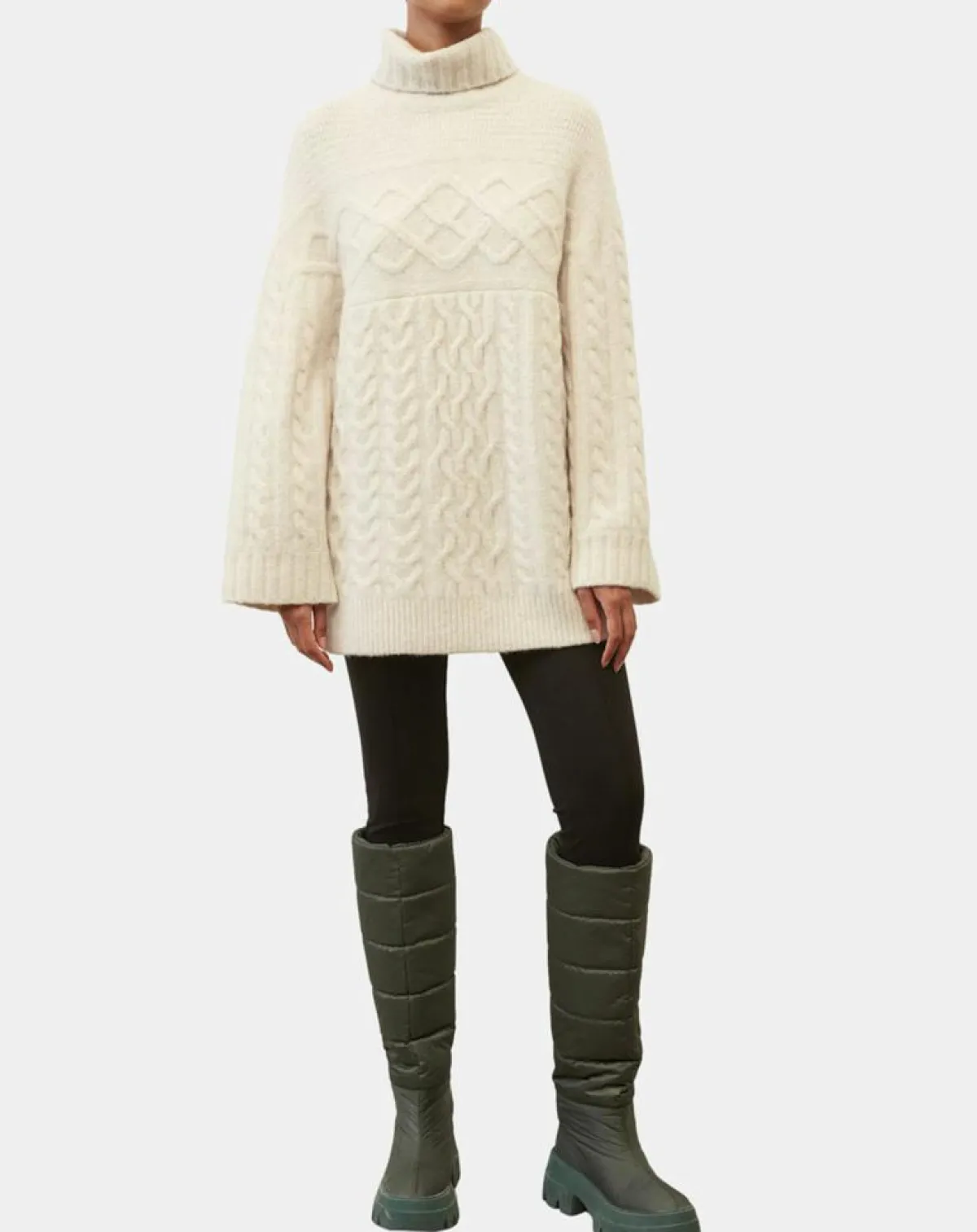 Marc O'Polo Pulls|Pull long en Laine mélangée torsades écru