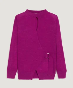 Rodier Pulls|Pull Madeleine 100% laine cache-coeur rose fuchsia
