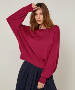 Rodier Pulls|Pull Marjorie en Laine mélangée rouge grenat