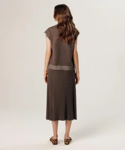 Rodier Pulls|Pull Nikita manches courtes col V marron havane