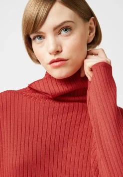 Rodier Pulls|Pull Ornella large col roulé orange rouille