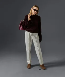 Rodier Pulls|Pull Plume col manches bouffantes rouge bordeaux