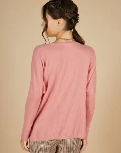 Cashmere Tribu Pulls|Pull poncho 100% Cachemire Alizée col rond bois de rose