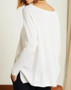 Miss Cashmere Pulls|Pull poncho 100% Cachemire Axelle Col V écru