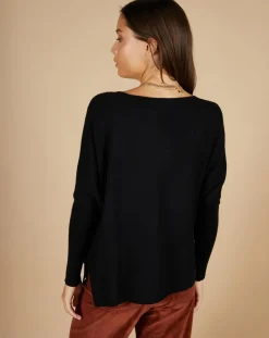 Cashmere Tribu Pulls|Pull poncho 100% Cachemire Emma col V noir