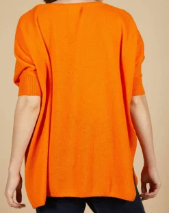 Cashmere Tribu Pulls|Pull poncho 100% Cachemire Kelly col V manches courtes mangue