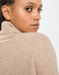 Cashmere Tribu Pulls|Pull poncho 100% Cachemire Lola col roulé chataigne