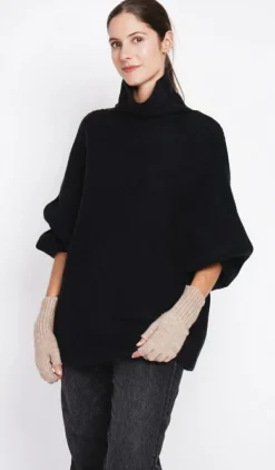 Assuili Sweats|Pull poncho col roulé noir
