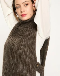 Lauren Vidal Pulls|Pull poncho en Alpaga mélangé Billie seigle