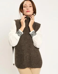 Lauren Vidal Pulls|Pull poncho en Alpaga mélangé Billie seigle