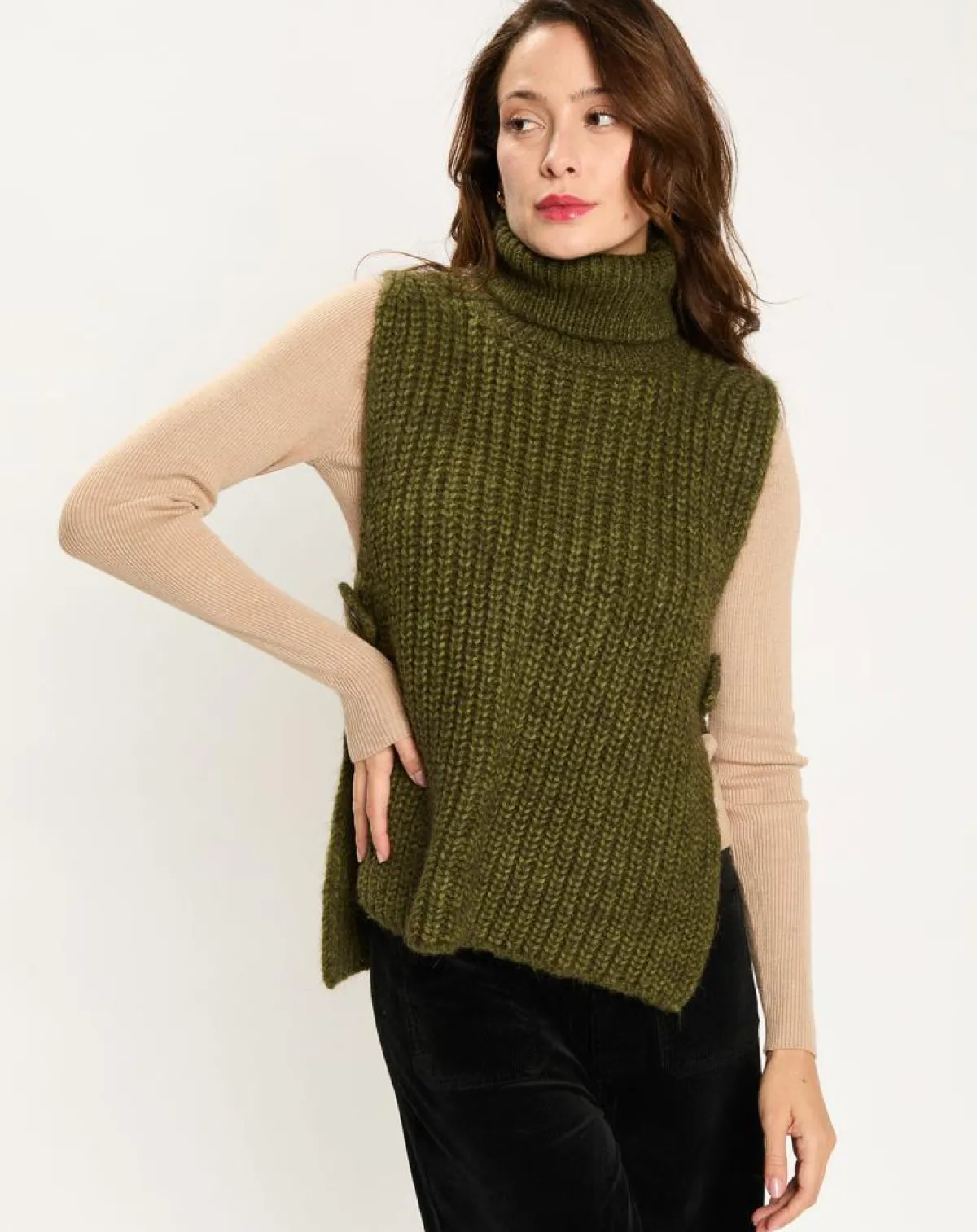 Lauren Vidal Pulls|Pull poncho en Alpaga mélangé Billie mousse