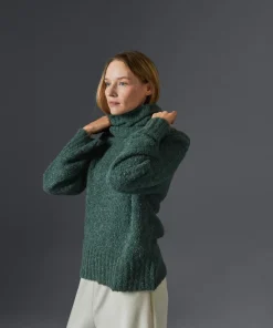 Rodier Pulls|Pull Poppy en Laine mélangée col roulé amovible vert de gris