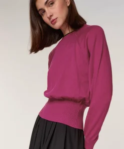 Rodier Pulls|Pull Rhiana 100% laine col bicolore rose fuchsia
