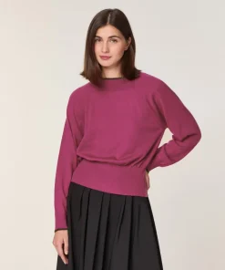 Rodier Pulls|Pull Rhiana 100% laine col bicolore rose fuchsia