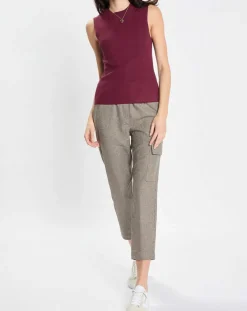 Marc O'Polo Pulls|Pull sans manches côtelé rouge foncé