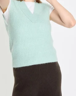 Marc O'Polo Pulls|Pull sans manches en Laine & Alpaga mélangés bleu clair