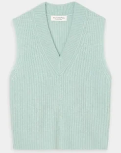 Marc O'Polo Pulls|Pull sans manches en Laine & Alpaga mélangés bleu clair