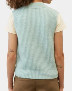 Marc O'Polo Pulls|Pull sans manches en Laine & Alpaga mélangés bleu clair