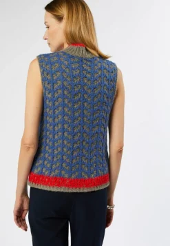 Rodier Pulls|Pull Suzette en Alpaga mélangé sans manches colore bleu outremer