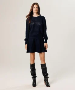 Rodier Pulls|Pull Tamara ajouré bleu nuit