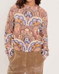 Manoush Pulls|Pull Torsade imprimé violet/multicolore