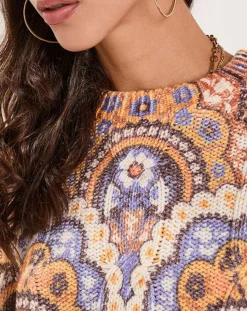 Manoush Pulls|Pull Torsade imprimé violet/multicolore