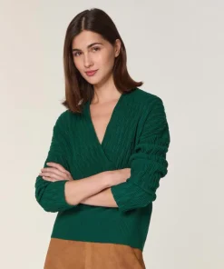 Rodier Pulls|Pull Valentine 100% Laine Cache-Cœur vert anglais
