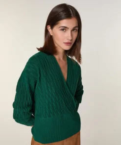 Rodier Pulls|Pull Valentine 100% Laine Cache-Cœur vert anglais