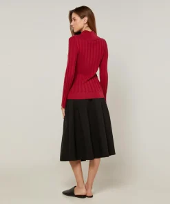 Rodier Pulls|Pull Virginie en Laine mélangée rouge grenat