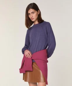 Rodier Pulls|Pull Véra 100% laine col bicolore violet