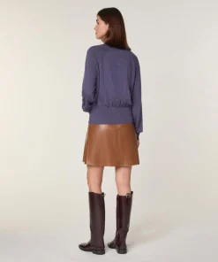 Rodier Pulls|Pull Véra 100% laine col bicolore violet