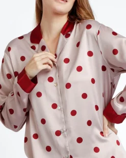 Admas Classic Lingerie, Nuit|Pyjama Chemise & Pantalon Sienna rose/rouge