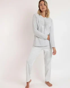 Admas Lingerie, Nuit|Pyjama col en V Soft Home perle