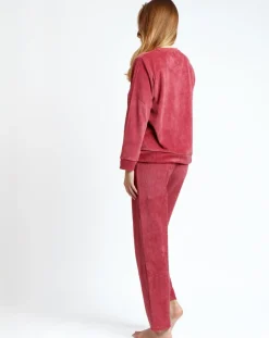 Admas Lingerie, Nuit|Pyjama en velours côtelé framboise