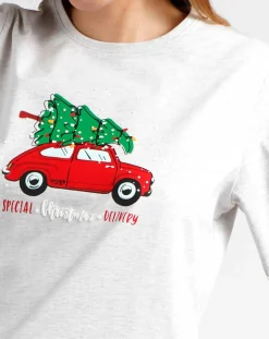 Admas Lingerie, Nuit|Pyjama Haut à manches longues & Pantalon Leila gris/bleu marine