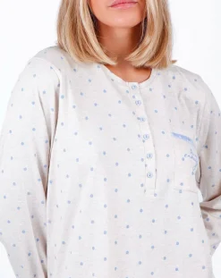 Admas Classic Lingerie, Nuit|Pyjama Haut à manches longues & Pantalon Seraphina gris clair