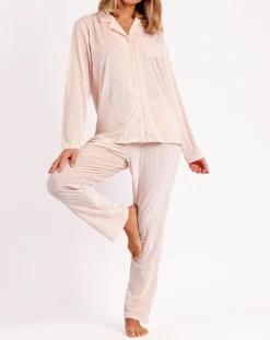 Admas Classic Lingerie, Nuit|Pyjama T-Shirt Manches Longues & Pantalon rose