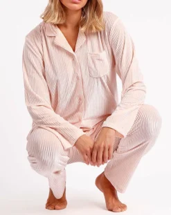Admas Classic Lingerie, Nuit|Pyjama T-Shirt Manches Longues & Pantalon rose