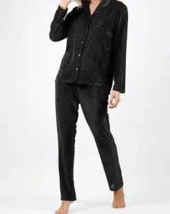 Admas Classic Lingerie, Nuit|Pyjama T-Shirt Manches Longues & Pantalon noir