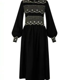 Manoush Robes|Robe 100% Laine Baptême noire