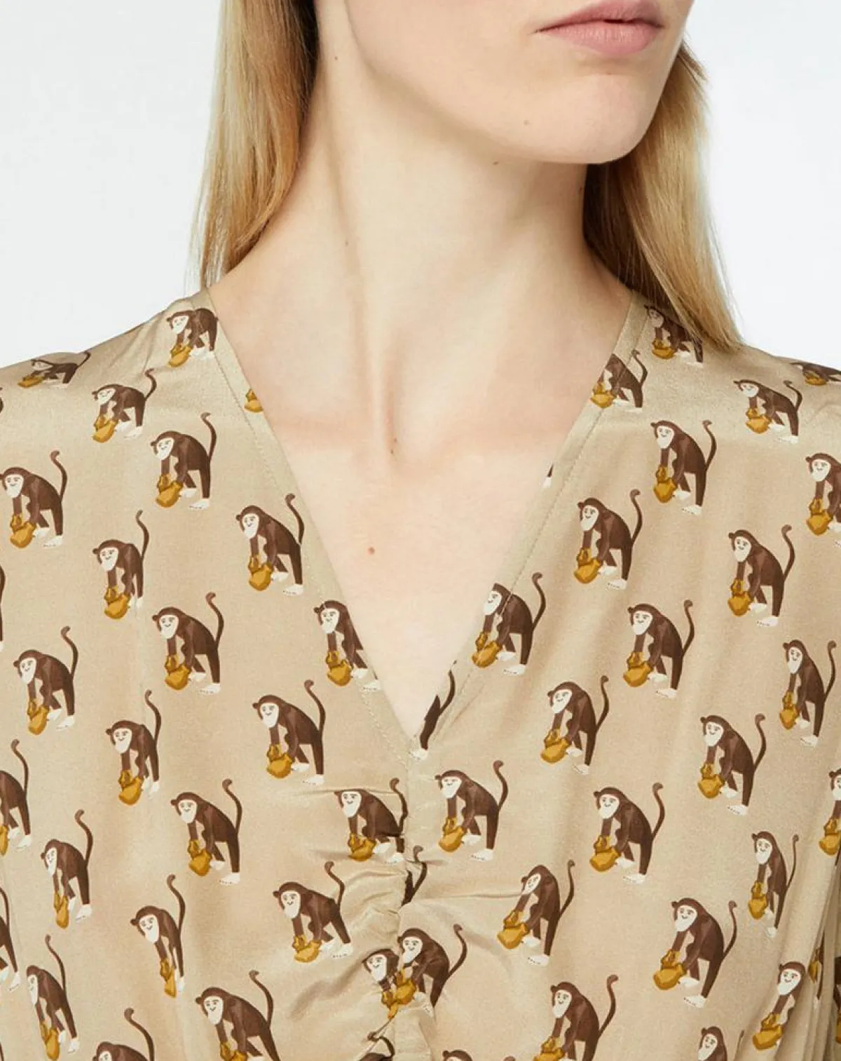 MaxMara Studio Robes|Robe 100% Soie Oxalis beige moyen