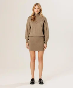 Rodier Robes|Robe Aliette ajourée 100% laine beige