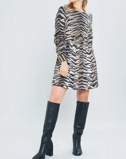 Manoush Robes|Robe Belle de Jour imprimée marron