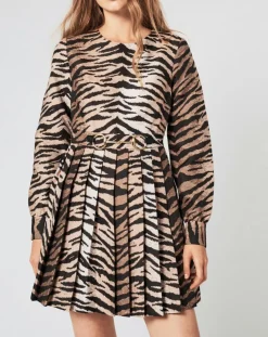 Manoush Robes|Robe Belle de Jour imprimée marron