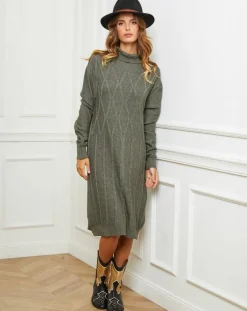 Fleur de cachemire Robes|Robe Charlotte kaki