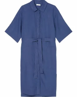 Marc O'Polo Robes|Robe Chemise 100% Lin Mid bleu moyen