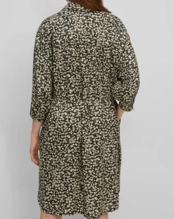 Marc O'Polo Robes|Robe Chemise ceinturé à fleurs noir/écru